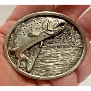 Vintage Bergamot Brass Works Bass Fish Belt Buckle Fishing Fisherman 1977 E-143